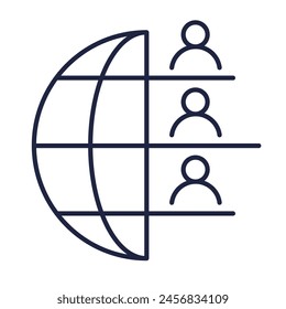 Icono de conexión de red social. Concepto de comunicación empresarial global. Símbolo de Web. Logo aislado sobre fondo blanco. Trazo de Vector editable. Píxel perfecto.