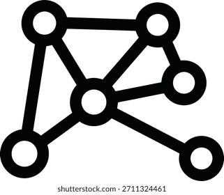 Vector de ícono de nodos de conexión de red social. Icono que representa los nodos de conexión de red, que simboliza las redes sociales, los Enlaces digitales y el intercambio de datos.