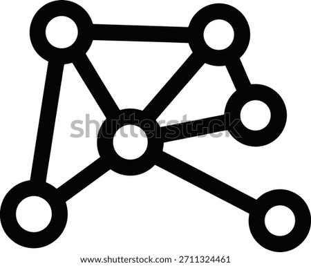Social Network Connection Nodes Icon Vector. Icon representing network connection nodes, symbolizing social networking, digital links, and data sharing.