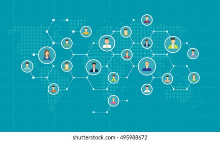 Social Network Connection For Online Business Background Concept