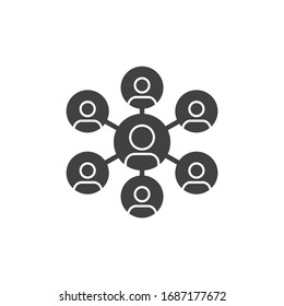 Social network connection vector icon. Organization group filled flat sign for mobile concept and web design. People, communication glyph icon. Symbol, logo illustration. Vector graphics