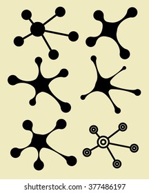 Social network connections. Set of flat icons with circles. Vector illustration.