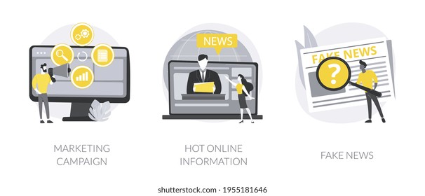 Social network content abstract concept vector illustrations.