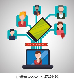 Social network design. Isolated illustration