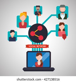 Social network design. Isolated illustration