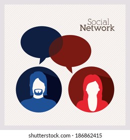 Social network design over beige background, vector illustration