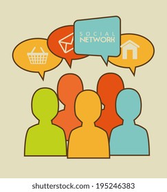 Social network design over beige background, vector illustration