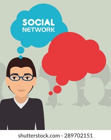 Social network design over beige background, vector illustration.