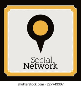 Social network design over black background, vector illustration