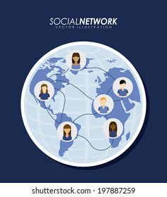 Social network design over blue background, vector illustration Social network design over blue background, vector illustration