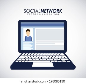 Social network design over gray background, vector illustration