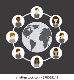 Social network design over gray background, vector illustration