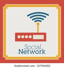 Social network design over orange background, vector illustration