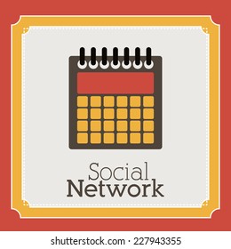 Social network design over orange background, vector illustration