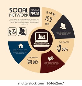 social network design over pink   background vector illustration     