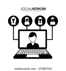 Social network design over white background, vector illustration