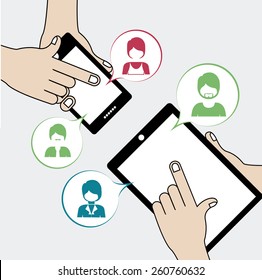 Social Network design over white background, vector illustration