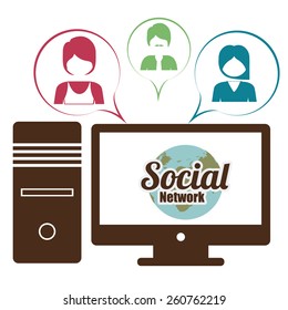 Social Network design over white background, vector illustration