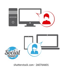 Social Network design over white background, vector illustration