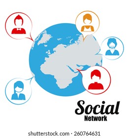 Social Network design over white background, vector illustration