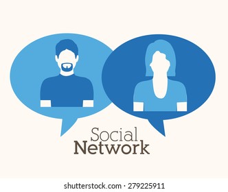 Social Network design over white background, vector illustration
