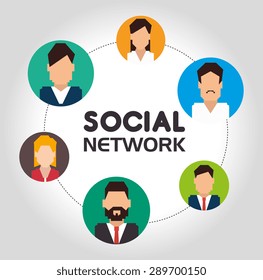 Social network design over white background, vector illustration.