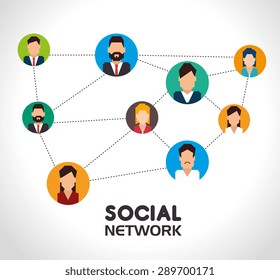 Social network design over white background, vector illustration.