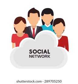 Social network design over white background, vector illustration.