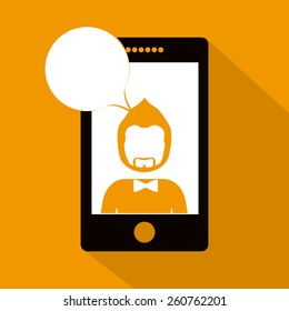 Social Network design over yellow background, vector illustration
