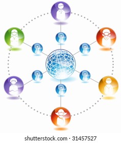 Social Network Diagram : Chart representing a network of people communicating with each other.