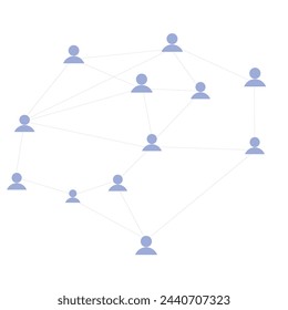 Social network diagram. Network
connection. Collaboration, communication
or connection concept. Referral marketing,
network marketing, business partnership,
referral program strategy.