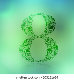 Social network eight number background with media icons