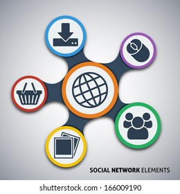 Social network elements, vector illustration