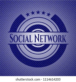 Social Network emblem with jean texture