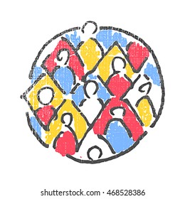 Social network emblem. Textured stamp. Vector illustration