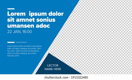 Social network event cover banner header template for online webinar with photo placeholder
