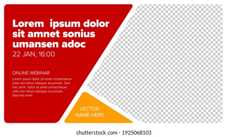 Social Network Event Cover Banner Header Template For Online Webinar With Profile Photo Placeholder, Red And Yellow Rounded Corners Version