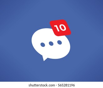 Social Network (Facebook, Twitter, Whatsapp, Vkontakte) New Chat Message / Comment / Notification Icon Screen. Concepts: Internet Friendship, Communication, Online Messaging Relationships, Blogging