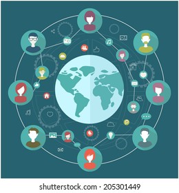 social network flat concept design