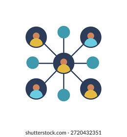 Social network flat icon for online communication, digital connection, and social interaction. Clean flat design perfect for apps, websites, UI, and modern platforms.