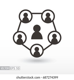 Social network flat Icon. Sign teamwork. Vector logo for web design, mobile and infographics. Vector illustration eps10. Isolated on white background.