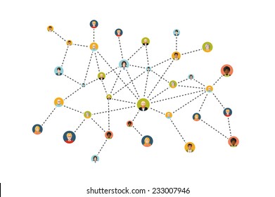 Sozialnetzflache Illustration einzeln auf weißem Hintergrund