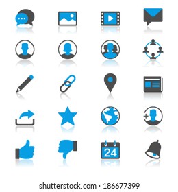 social network flat with reflection icons