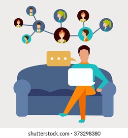 social network. flat vector illustration