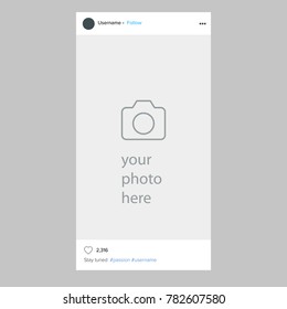 Social network frame. Blank photo frame. Social post. Vector illustration. Camera icon.
