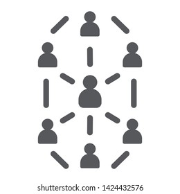 Social network glyph icon, website and internet, community network sign, vector graphics, a solid pattern on a white background, eps 10.