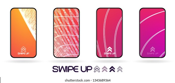 social network gradient style smartphone application swipe up gesture background etmplate. techno glowing vibrant abstract lines. Bright fresh backdrop.