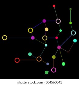 Social Network Graphic Concept. Geometric set polygonal structure with wire mesh, modern chaotic science and tech object. Vector Illustration