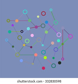 Social Network Graphic Concept. Geometric set polygonal structure with wire mesh, modern chaotic science and tech object. Vector Illustration