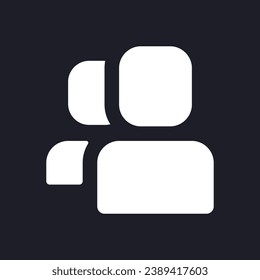 Social network group dark mode glyph ui icon. Online community. User interface design. White silhouette symbol on black space. Solid pictogram for web, mobile. Vector isolated illustration
